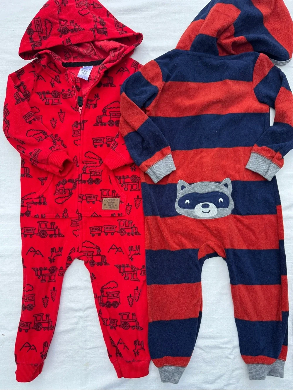 Carter’s Red Fleece Long-Sleeve Jumpsuits Zip Outfits 24M
